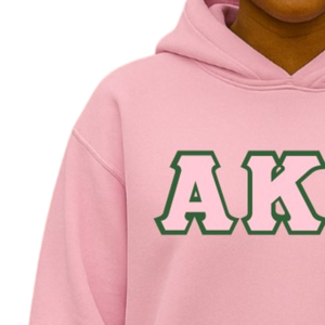 Sudadera con Capucha AKA con Letras Griegas, Sudadera de Felpa Premium, Ropa Personalizada para Hermandades, Sudadera Informal con Capucha para Mujer, Rosa Claro - Product Image 3