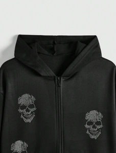 Sweat-shirts à capuche personnalisés pour hommes, imprimés avec des motifs en strass, jersey en polyester/coton, streetwear d'automne, imprimé à l'écran, couleur verte sur le côté - Product Image 6