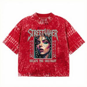 Camiseta Acid Wash de 300 g/m² para hombre, estilo oversize, personalizada de Pakistán, con estampado vintage y pedrería, a bajo precio, camiseta gráfica con efecto acid wash. - Product Image 5