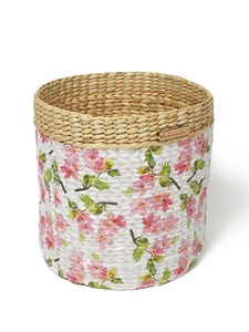 Panier en jonc de mer peint avec des motifs floraux, panier de rangement fait main, vente en gros, écologique, fabriqué au Vietnam - Product Image 3