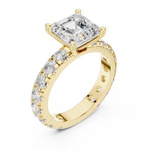 Anillos de Compromiso y Boda Clásicos para Mujer, Oro Sólido de 14K, Corte Asscher de 3 CT, Diamante Cultivado en Laboratorio con Certificado IGI, Regalo para Fiesta - Product Image 2