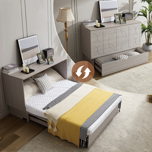 Lit Murphy avec matelas en mousse pliable, taille Queen, tiroirs surdimensionnés, rangement intégré - Product Image 1