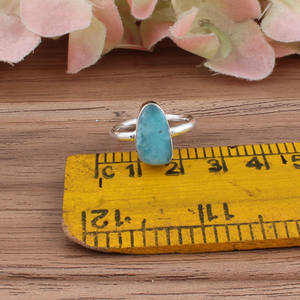 Bague de mariage en larimar bleu naturel, argent sterling 925, pierre précieuse bleu océan délicate, bijoux artisanaux minimalistes pour femmes, vente en gros - Product Image 4