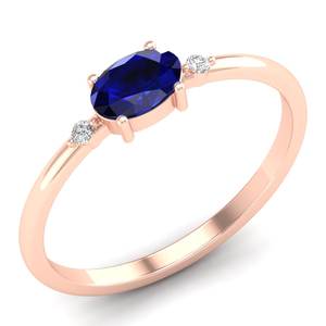 Nouvelles bagues d'éternité REYES en or rose 14 carats avec moissanite pour femmes, 0,75 carat, saphir bleu, bagues de fiançailles et de mariage - Product Image 2