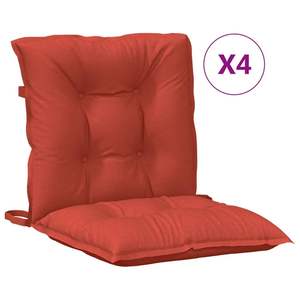 Ensemble de 4 coussins de chaise d'extérieur à dossier bas, rouge mélangé, en tissu 100 % polyester, élégants et durables - Product Image 2