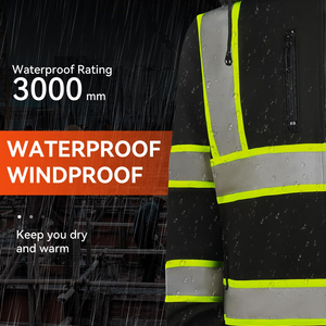 Chaqueta de Seguridad de Alta Visibilidad, Ropa de Trabajo de Invierno, Forro Reflectante, Protección Térmica Impermeable, Abrigo de Seguridad Ligero - Product Image 3