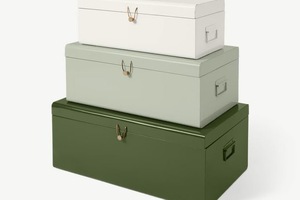 Juego de 3 Baúles de Almacenamiento Metálicos Vintage Unicorn Handicrafts |   Cajas Decorativas Apilables de Diseño Europeo Duradero para el Hogar - Product Image 2