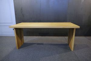 Table à manger minimaliste en chêne massif, design moderne, mobilier de maison, 6 places, avec crochet métallique, finition naturelle, modèle TAB3 - Product Image 4