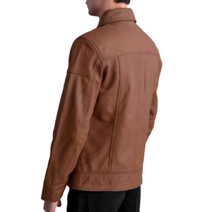 Best Selling Men's <b>Mandarin</b> <b>Collar</b> Quilted Hooded Leather <b>Jacket</b> Winter Waterproof Zipper Closure Front Logo - Product Image 2