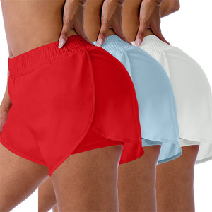 Shorts Deportivos Blancos de Cintura Alta para Mujer, Tejidos, Transpirables, Cintura Elástica, Corte Regular, Color Sólido, Estilo Deportivo - Product Image 2
