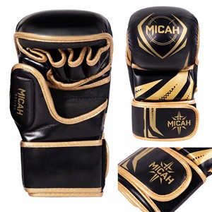 Guantes de Combate Sanda de Piel Sintética con Logotipo Personalizado, Impresión Serigráfica, Diseño de Medio Dedo, Cierre de Gancho y Bucle, para Entrenamiento de Muay Thai y MMA - Product Image 2