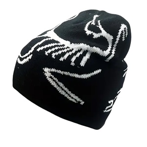 Gorro de Punto Negro con Bordado de Pato Blanco, Unisex, Estilo Casual, Talla Adulto 56-58CM - Product Image 2