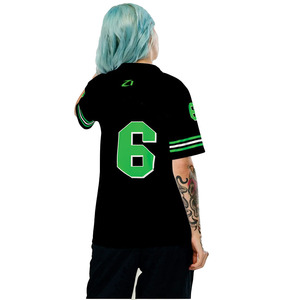 เสื้อฟุตบอลอเมริกันตาข่ายสีเขียวดำแบบกำหนดเอง ยูนิเซ็กซ์ ระบายอากาศได้ดี คอวี ชุดทีม น้ำหนักเบา ชุดกีฬา ชุดฟุตบอล - Product Image 2