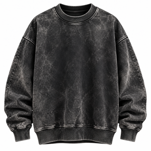 Sudadera extragrande de cuello redondo, gruesa, 100% algodón, bordada, con hombros caídos, para invierno. - Product Image 6
