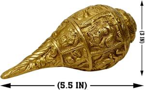 Sculpture traditionnelle Shankh en laiton avec support pour décoration de table, idées cadeaux pour la maison, prix de gros, sculptures indiennes - Product Image 4