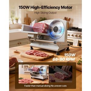 Máquina Cortadora de Carne Eléctrica de 6.7 Pulgadas y 150W, Certificación ETL, Dos Cuchillas SUS420, Grosor Ajustable de 0-0.6 Pulgadas, Picadora y Cortadora de Carne - Product Image 1
