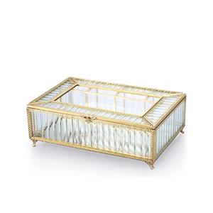Gorgeous Designer Glass <b>Card</b> Holder <b>Box</b>, Golden Metal Frame Decorative Storage for <b>Wedding</b> Reception, Keepsakes and Gifting - Product Image 1