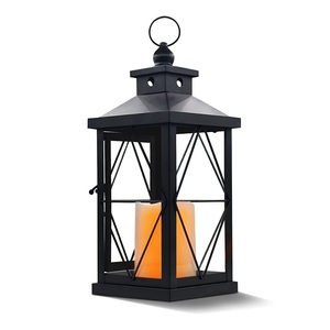 Best Selling Luxury Matte <b>Black</b> Wrought Iron Candle <b>Lantern</b> Indoor Outdoor Wedding Festival Decorative Light Candle - Product Image 3