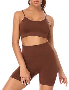 <b>Women</b> Athleisure Matching Set Elastic Crop Top & High Rise Cycling <b>Shorts</b> Casual Fitness Apparel - Product Image 3