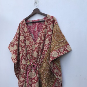 Cotton Vintage Handmade Kantha Work <b>Kaftan</b> Fashionable Designer Export Quality Fabric Washable womens Dress - Product Image 5