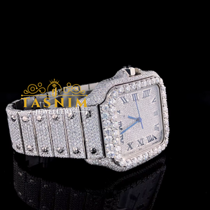 Reloj de Cuarzo de Acero Inoxidable Cuadrado para Hombre con Diamante Moissanita VVS de Calidad Prémium, Sencillo Romano Deportivo de Moda Hip Hop - Product Image 3
