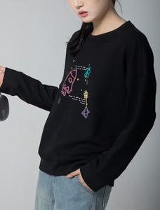เสื้อสเวตเชิ้ตผ้าฝ้ายผสมคุณภาพสูงสำหรับผู้หญิง ทรงหลวมทันสมัย เหมาะสำหรับฤดูใบไม้ร่วงและฤดูหนาว - Product Image 2