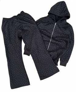 <b>Top</b> Quality Rhinestone Tracksuit Baggy Zip Hoodie Set Custom Design Rhinestones <b>Crystal</b> for Clothes Decoration - Product Image 4