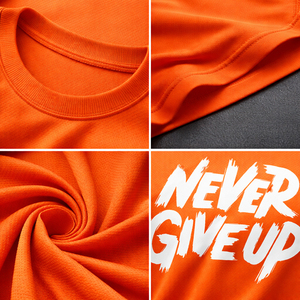 New Gym Men's <b>Orange</b> Short Sleeve <b>T</b>-<b>Shirt</b> O-Neck Quick Dry Casual Printed Letter Design Regular Fit Jersey Knitted Cotton 320g - Product Image 6