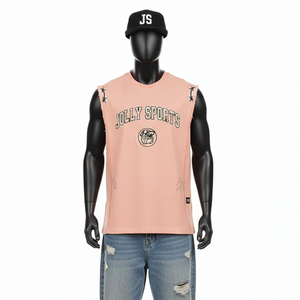 Camiseta sin mangas para hombre, de algodón, estilo jersey, con estampado de logotipo personalizado, informal, 100% algodón, corte holgado. - Product Image 6