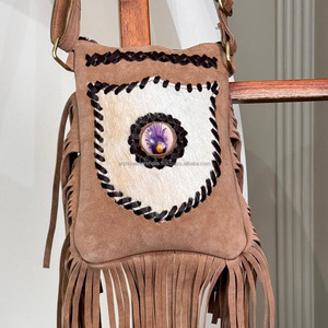 กระเป๋าถือขนาดเล็กสำหรับผู้หญิงกระเป๋าสะพายไหล่ทำมือสไตล์ฮิปปี้โบฮีเมียนสไตล์ตะวันตก - Product Image 2