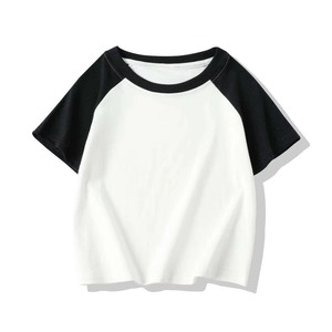 Men's Raglan Sleeve T-Shirt <b>White</b> <b>Black</b> Contrast 100% Cotton Jersey O-Neck Casual Regular Fit Solid Color Block Design - Product Image 1