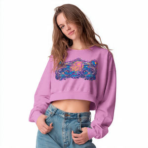 Sudaderas Cortas Oversize para Mujer, Cuello Redondo, Estilo Pullover, Sudaderas Cortas de Invierno para Mujer - Product Image 4