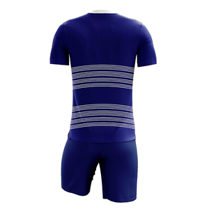 Customizable Soccer Uniforms For Adult Navy Blue Color White <b>Strips</b> Quick Dry Lightweight Breathable Polyester <b>Fabric</b> Soccer Kit - Product Image 2