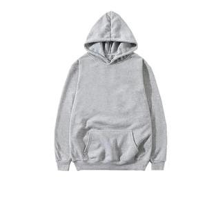Sweat-shirt à capuche gris unisexe avec cordon de serrage, jogging de couleur unie, ensemble décontracté, poches latérales pleine longueur, matière en coton - Product Image 2