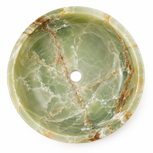 Vasque en Onyx Vert Naturel Faite à la Main et Personnalisée, Modèle Poli Feng Shui, Lavabo de Salle de Bain, Vente en Gros Directe d'Usine du Pakistan - Product Image 4
