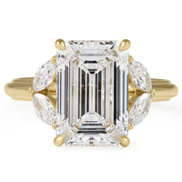 Bague à cinq pierres de 4,03 carats, couleur D, pureté VVS2, avec émeraude et diamant de laboratoire taille marquise inclinée, pour mariage et fiançailles