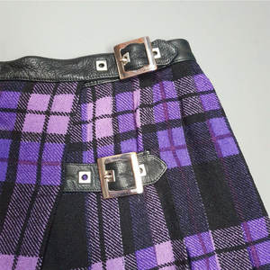 Mini-kilt écossais en laine pour écolière, taille personnalisée, violet et noir, pour femme - Product Image 4