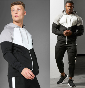 Sudadera con capucha de bloque de Color para hombre, ropa deportiva con cremallera frontal y bolsillos - Product Image 3