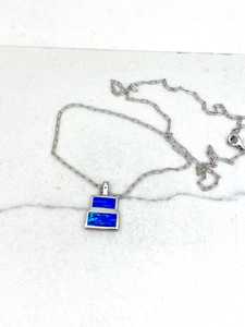 Collar Rectangular de Ópalo Azul, Joyería Elegante con Piedras Preciosas, Regalo para Mujer, Hecho a Mano, Proveedor Mayorista - Product Image 3