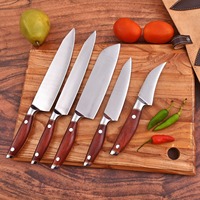 Koksmessenset RVS Lemmet Houten Handvat 8-9.9 inch Rechtshandig Traditionele Stijl Hoogglans Afwerking Duurzame Keukenmessen