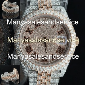 Montre de luxe hip-hop en acier inoxydable avec boîtier en quartz, verre de haute qualité, diamant Moissanite VVS, résistante à l'eau 10 bars - Product Image 4