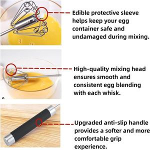 Frusta Manuale in Acciaio Inox Facile da Usare per Creare Schiuma e Montare Panna, Sbattitore Semi-Automatico per Uova - Product Image 5