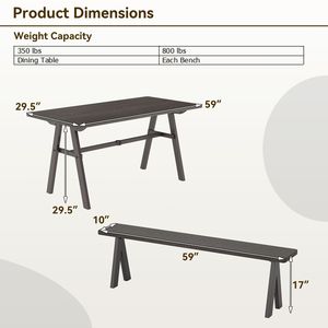 Conjunto de Picnic para 6 Personas - Mesa y Bancos con Orificio para Sombrilla - Acero Inoxidable, Muebles de Jardín y Patio - Fácil Montaje - Product Image 5