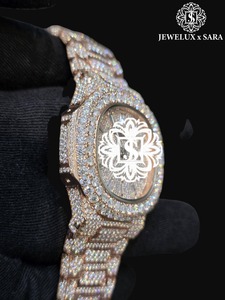 Premium Quality Luxurious Antique Green Sapphire Dial <b>Automatic</b> Movement VVS Moissanite Diamond Watch Available for Best Price - Product Image 1
