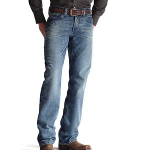 Breathable Garment Dyed Lightweight 2023 High <b>Waist</b> Boot Cut <b>Jeans</b> Men Relaxed Fit Denim - Product Image 1