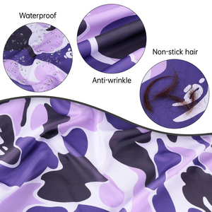 Capa Profesional de Peluquería con Patrón Morado, Poliéster Resistente al Agua, Cierre Ajustable con Broches, Reutilizable para Salón de Belleza - Product Image 4
