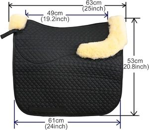 English Jumping Saddle Pad with Sheepskin Trim Lambskin Wool Fleece Lining Square Design for <b>Equestrian</b> Riding (Customizable) - Product Image 2