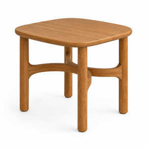 Modern Scandinavian <b>Solid</b> Teak <b>Wood</b> <b>Dining</b> <b>Table</b> <b>Rounded</b> Square Top Architectural Arched Frame Eco-Friendly Waterproof Hotel - Product Image 3