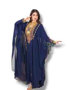 Ensemble de luxe 2 pièces AWAIS HOUSE pour femmes musulmanes, en velours uni perlé, lavable, longueur ras du sol, coupe trapèze, pour soirée/formelle - Product Image 5