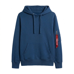 Sudadera con Capucha Negra para Hombre, Corte Holgado, Algodón French Terry, Diseño con Bolsillo, Estilo Casual Urbano, Logotipo en la Manga Izquierda, Ropa de Otoño - Product Image 5